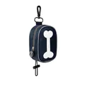 Portable navy blue dog poop bag dispenser holder with white bone design and clip - Dark Blue