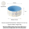 Cute blue ceramic pet bowl with bunny pattern, medium size 1000ml, anti-tip design - M / Blue