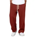 Détail de face d'un pantalon de jogging large pour hommes en maille gaufrée rouge - Rouge
