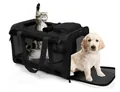 Portable black breathable pet carrier bag with mesh windows for cats and dogs - 47*26.5*29 / Black
