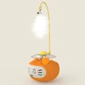 Interactive orange cat tumbler toy featuring a flexible rod with bell and white feather - Cat Face LED Style / Elegant Orange