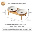 Gamelles doubles pour animaux en céramique avec support bambou et dimensions - Double Bol Style Haut (Motifs Mixtes) / Taille 6 Pouces / Blanc