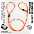 Detail view of orange dog leash with steel wire core and protective hand sleeve - Transparent PVC Handle P-Rope (Single Buckle) / Thickness 5mm * Length 120cm / Orange