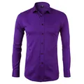 Men's slim fit purple business shirt featuring long sleeves and button-down front - 3XL / Tops / Purple (H-2-722)