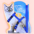 Blue adjustable nylon cat harness and leash set on original retail packaging card. - Blue