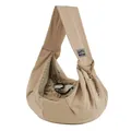 Portable breathable mesh pet sling carrier for cats and small dogs in khaki color - Khaki (With Mesh)