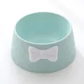 Bol antidérapant vert menthe pour animaux avec nœud blanc et texture matelassée élégante - Nœud Blanc / Vert