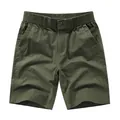 Short d'été décontracté pour homme vert olive avec taille élastique et boutonnière. - Vert Militaire