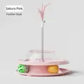 Gioco rotante per gatti rosa ciliegio con piuma a molla e palline - Stile Pista Con Piume / rosa ciliegia