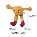 Waffelförmiges Charakter-Plüsch-Hundespielzeug mit Kordstruktur und genauen Maßangaben - Waffel Buddy / 270x210x60mm