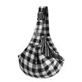 Pet sling carrier with black and white checkered pattern for small dogs and cats - Adjustable Buckle Style / Black and White Plaid