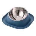 Cuenco para mascotas de acero inoxidable azul antihormigas con base ancha antiderrames - Cuenco de Acero Inoxidable / 22.5*22.5*8.8 / Azul