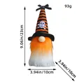 Halloween mini wizard gnome doll with orange striped hat ornament, 9.06 inches tall - Skull Pattern / Orange
