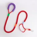 Durable heavy-duty red climbing rope dog leash featuring dual soft padded handles - 1.5m*12mm / Light Red