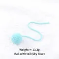 Sky blue cotton rope cat toy ball with long tail for interactive play and chewing - Tail Balloon / Lake Blue