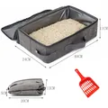 Foldable travel cat litter box made of grey Oxford cloth with red scoop and dimensions shown - QS-100L Style / 24x40x11cm / Gray