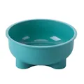 Modern teal pet bowl featuring an elevated three-legged base design for cats and dogs - Single Plastic Bowl Only / Dark Green