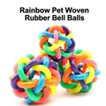 Durable multicolor woven rubber jingle bell ball pet toy for dog training play - Large (9cm) / As Shown