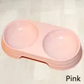 Double gamelle en plastique rose durable avec base anti-basculement pour chat et chien - 23*12*3.7cm / Rose
