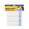 Heavy duty white cat litter box liners 3-roll pack with convenient blue drawstring - Header Card 3-Roll Pack / Size S (15 Pieces/Roll)
