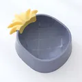 Durable grey pineapple shaped plastic pet bowl with decorative yellow leaf detail - Pineapple Style / Grey Purple