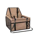 Brown pet car booster seat with breathable mesh and adjustable safety straps for dogs - Matte Milk Coffee