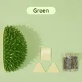 Green durian-shaped cat self-groomer comb set with adhesive pads and catnip packet - Durian Shape (With Catnip Bag) / OPP Bag / Green