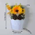 Detail view showing dimensions of autumn sunflower and pine cone wall-hanging basket - Wall-Mounted Half-Wreath Style (H1-23)