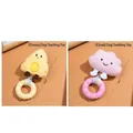 Interactive plush squeaky dog toy with TPR teether ring in cheese and cloud shapes - Fabric Strip Donut (Cheese + Cloud)