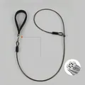 Close-up detail of multi-strand steel wire core and protective coating on dog P-chain leash - Webbing Handle P-Rope (Single Buckle) / Thickness 5mm * Length 70cm / Black