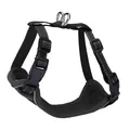 Detailed view of black breathable mesh cat harness with reflective stitching and D-rings - S / Harness Only / Black