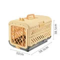 Foldable portable pet carrier crate for cats and dogs, cream and grey, 50.5x32x38.5cm - Basic Style / Yellow