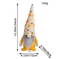 Harvest festival faceless gnome doll with pumpkin and leaf patterned tall hat. - White Doll (E2-32) / White