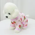 Adorable pink strawberry print mesh dog pajamas breathable pet onesie for summer wear - S / Set / Pink Mesh Strawberry