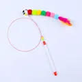 Interactive colorful caterpillar plush cat teaser wand with feathers and flexible steel wire - Colorful Caterpillar