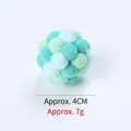Colorful handmade plush cat toy ball with bell, approx 4cm diameter and 7g weight. - 4cm Diameter / Teal