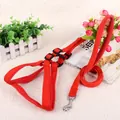 Adjustable red nylon dog harness and leash set specifically for medium to large dogs - 1.5cm wide / Red
