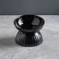 Bol pour chat surélevé en céramique noir brillant avec protection du cou - Bol à pied haut bouche inclinée / Noir