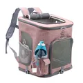 Extra large pink breathable foldable cat carrier backpack for two cats outdoor travel - Light Pink L
