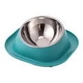 Cuenco duradero de acero inoxidable para mascotas con base turquesa anti-fugas - Cuenco de Acero Inoxidable / 22.5*22.5*8.8 / Verde