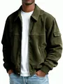 Close-up detail of a vintage olive green corduroy jacket showing rich fabric texture and arm pocket - S / Tops / Army Green