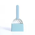 Professional light blue cat litter scoop set with a matching storage base holder - Shovel with Base / White + Blue