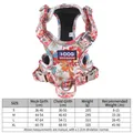 Floral pattern adjustable dog harness with breathable mesh padding and size chart - S / Red