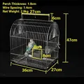 Vista detallada de la jaula portátil para pájaros de acero inox 304 con dimensiones y espacio - Tipo estándar / S