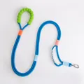 Durable blue climbing rope dog leash with comfortable green padded foam handle - 1.5m*12mm / Blue