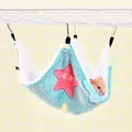 Amaca calda in peluche blu per criceti con motivo a stella rossa per piccoli animali - 20*20 / Stella Blu (Strato Singolo)