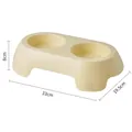 Double pet feeding bowl stand in beige color with dimension labels 33cm by 19.5cm by 8cm - Dopamine Double Bowl (Plastic Liner) / Yellow
