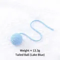 Lake blue cotton rope ball cat toy with long tail for pet teething and self-play sessions - Tail Balloon / Sky Blue