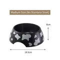 Detailed dimensions of cow-print pet bowl showing 6cm height and 18.5cm base diameter - Without Stainless Steel Liner / M / Black
