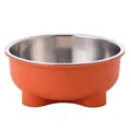 Orange pet bowl with stainless steel interior and stable non-slip tripod feet - Plastic Bowl with Stainless Steel Liner / Orange